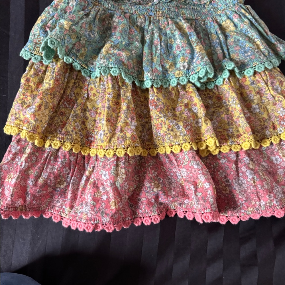 Zimmermann Tiered Floral Skirt in Mint, Yellow & Pink